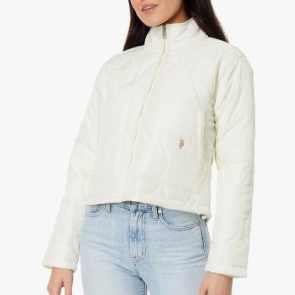 U.S. Polo Assn. Cream Puffer Jacket for Women - Picture 1 of 8